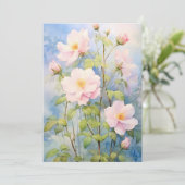 青い空に浮かぶ水色ピンクのワイルドバラ シーズンカード (スタンド正面)