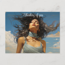 青い空に青いドレス絵を描。 ポストカード