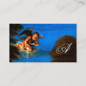 青い空のキューピッド白い花のカスケード 名刺 (裏面)