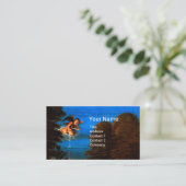 青い空のキューピッド白い花のカスケード 名刺 (スタンド正面)