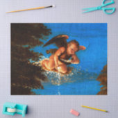 青い空のプットー白い花の滝 薄葉紙 (クラフト)