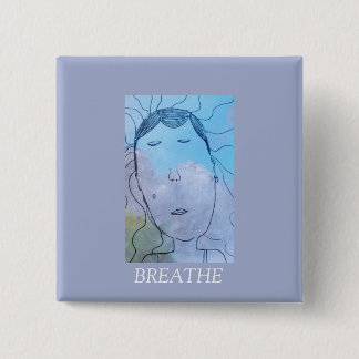 青い空のボタンの正方形 缶バッジ