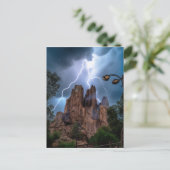 青い空の下で雷が山に出会う。 ポストカード (スタンド正面)