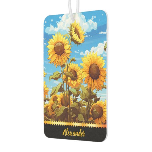 青い空の下に明るい澄んひまわり開花 カーエアーフレッシュナー (左)