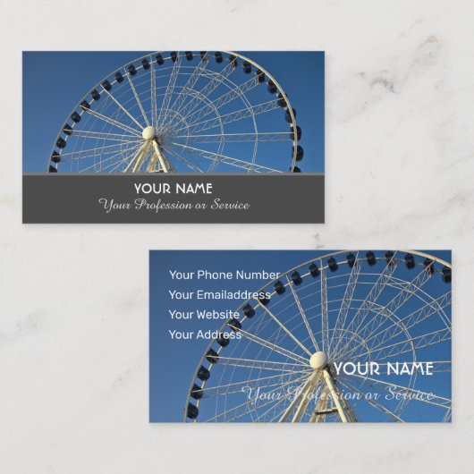 青い空の前の美しい白い観覧車b 名刺 (正面/裏面)