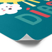 青い空の太陽の幼稚園アート スペイン語 ポスター (角)