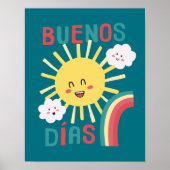 青い空の太陽の幼稚園アート スペイン語 ポスター (正面)