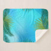 青い空の葉横に熱帯のヤシの花 シェルパブランケット (正面(横))