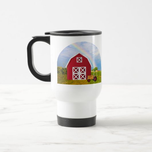 青い空の赤い納屋にあなたの名前を追加してください トラベルマグ (左)