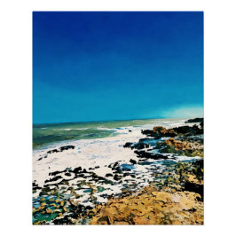 青い空を持つ鮮やか風光明媚な海岸風景 ポスター