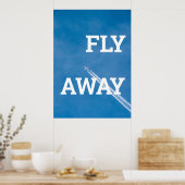 青い空を飛行機が飛ぶ ポスター (キッチン)