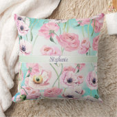 青い空エレガントと美しいピンクのフローラバラ クッション (ブランケット)