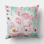 青い空エレガントと美しいピンクのフローラバラ クッション (裏面)