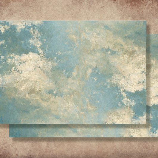 青い空エレガント雲の印象派のデコパージュ 薄葉紙