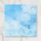 青い空感謝していに赤ちゃんシャワーかわいいテディベア フェイバータグ (裏面)