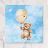 青い空感謝していに赤ちゃんシャワーかわいいテディベア フェイバータグ (正面)
