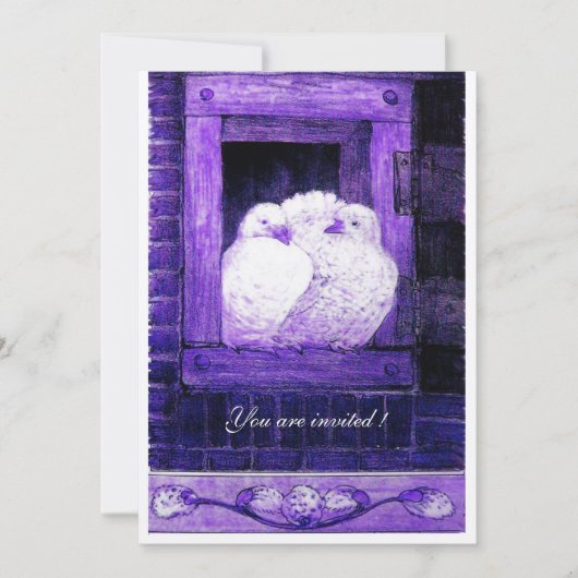 青い窓の白い鳩　結婚式場 招待状 (正面)