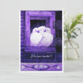 青い窓の白い鳩　結婚式 招待状 (スタンド正面)