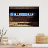 青い窓シャッター – ポスター (キッチン)