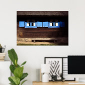 青い窓シャッター – ポスター (ホームオフィス)