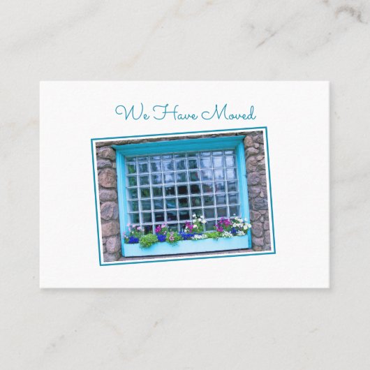 青い窓私たちは花の箱を移動 名刺 (正面)