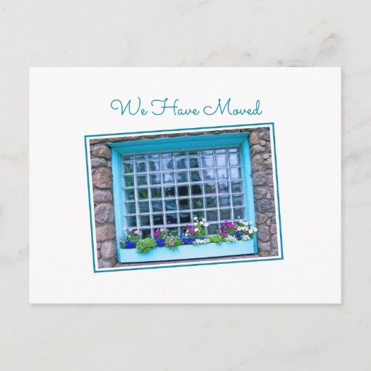 青い窓花の箱を移動カラフルした ポストカード (正面)