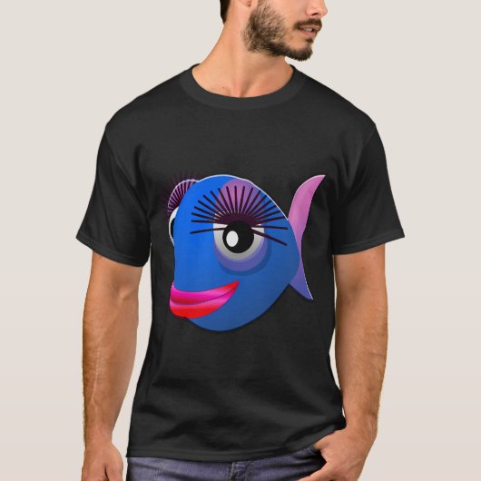 青い立派な魚絵文字 Tシャツ (正面)