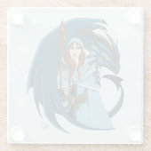 青い竜の魔法使いと雪の結晶 ガラスコースター (裏面)