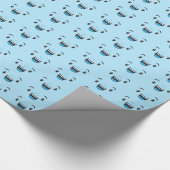 青い笑顔のかわいい顔ギフトラップ ラッピングペーパー (角)