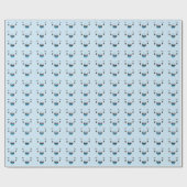 青い笑顔のかわいい顔ギフトラップ ラッピングペーパー (フラット)