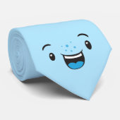 青い笑顔のかわいい顔メンズネックタイ ネクタイ (ロール)
