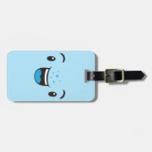 青い笑顔のかわいい顔旅行荷物タグ ラゲッジタグ (正面横)