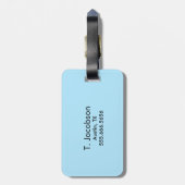 青い笑顔のかわいい顔旅行荷物タグ ラゲッジタグ (裏面縦)