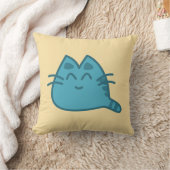 青い笑顔の子ネコ クッション (ブランケット)