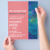 青い筆致、画家展覧会のご案内 チラシ (手)