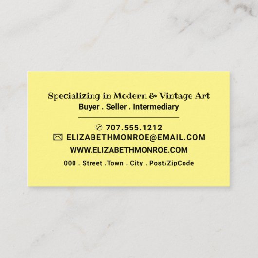 青い筆跡、美術商 名刺 (裏面)