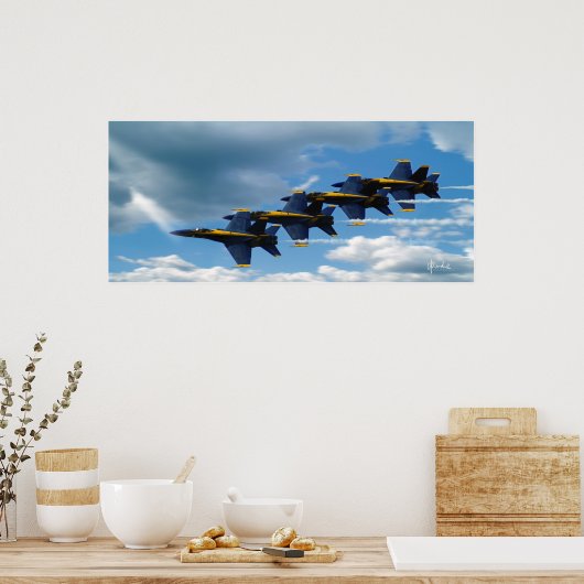 青い筋 ポスター (キッチン)