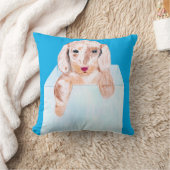 青い箱の可愛い犬 クッション (ブランケット)