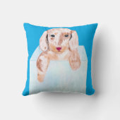 青い箱の可愛い犬 クッション (裏面)
