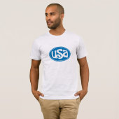 青い米国のロゴのTシャツ Tシャツ (正面フル)