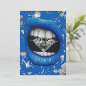 青い粉砕されたガラスとダイヤモンドのトートバ感謝していッグy サンキューカード (スタンド正面)