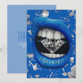 青い粉砕されたガラスとダイヤモンドのトートバ感謝していッグy サンキューカード