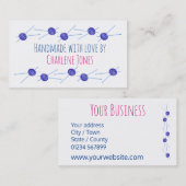 青い糸と編み物針のカスタマイズ 名刺 (正面/裏面)