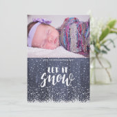 青い納屋の木の白い雪の結晶が降る様を シーズンカード (スタンド正面)