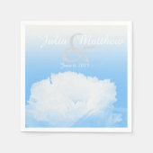 青い紙パーソナライズされたの結婚牡丹 スタンダードカクテルナプキン (正面)