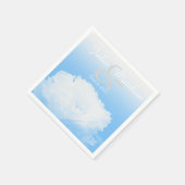 青い紙パーソナライズされたの結婚牡丹 スタンダードカクテルナプキン (角)