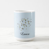 青い紙吹雪のドット(名前) コーヒーマグカップ (中央)