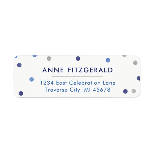 青い紙吹雪差出人住所ラベル ラベル (正面)