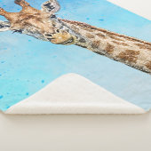 青い紙吹雪空と好奇心キリン シェルパブランケット (3/4)