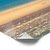 青い素晴らしアオサギが飛行する – ティール(緑がかった色) ポスター (コーナー)